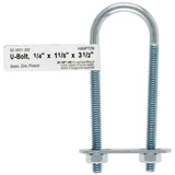 Hampton 1/4 in. X 1-1/8 in. W X 3-1/2 in. L Coarse Zinc-Plated Steel U-Bolt, Pack of 10