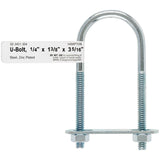 Hampton 1/4 in. X 1-3/8 in. W X 3-3/8 in. L Coarse Zinc-Plated Steel U-Bolt, Pack of 10