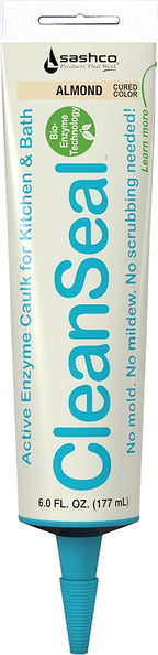 Sashco CleanSeal Series 11071 Kitchen Bath Caulk, Almond, 4 to 5 days Curing, 40 to 100 deg F, 6 oz, Tube