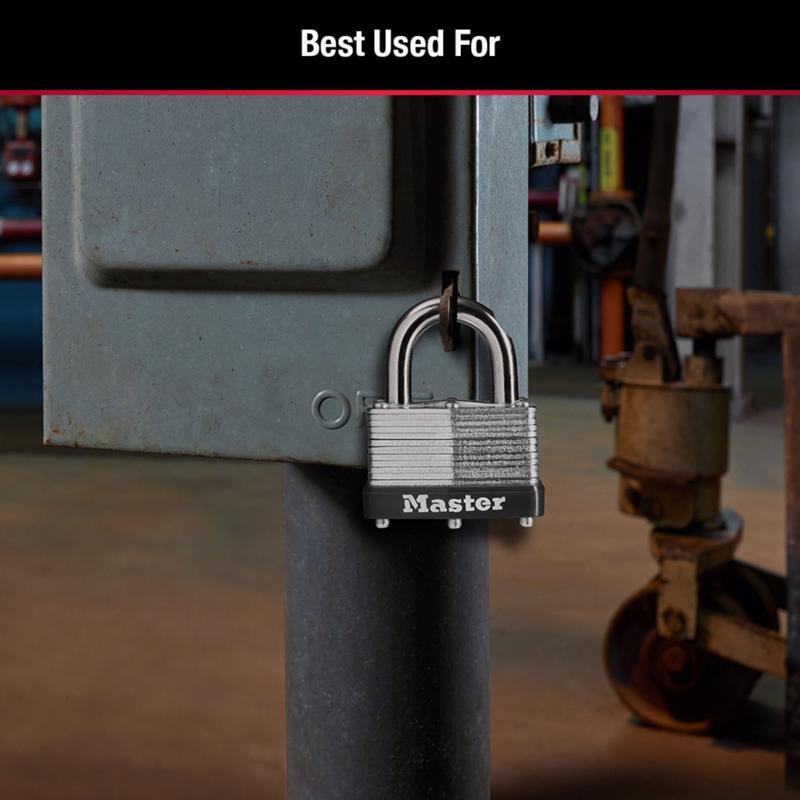 Master Lock 1-1/16 in. H X 1-3/4 in. W Laminated Steel Warded Locking Warded Padlock, Pack of 4