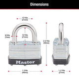 Master Lock 1-1/16 in. H X 1-3/4 in. W Laminated Steel Warded Locking Warded Padlock, Pack of 4