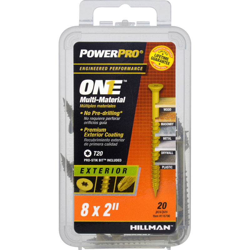 HILLMAN Power Pro No. 8 Ga. X 2 in. L Star Flat Head Coarse Multi-Material Screws, Pack of 5