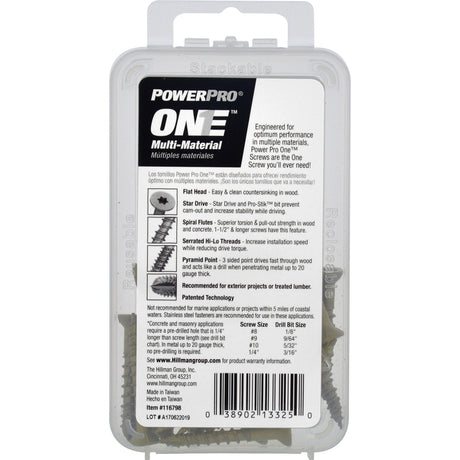 HILLMAN Power Pro No. 10 Ga. X 1-1/2 in. L Star Flat Head Coarse Multi-Material Screws, Pack of 5