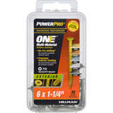 HILLMAN Power Pro No. 6 Ga. X 1-1/4 in. L Star Flat Head Coarse Multi-Material Screws, Pack of 5