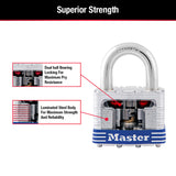 Master Lock 2 25/64 in. H X 1-9/16 in. W Laminated Steel 4-Pin Cylinder Exterior Padlock