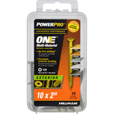 HILLMAN Power Pro No. 10 Ga. X 2 in. L Star Flat Head Coarse Multi-Material Screws, Pack of 5