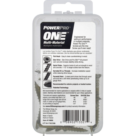 HILLMAN Power Pro No. 10 Ga. X 2 in. L Star Flat Head Coarse Multi-Material Screws, Pack of 5