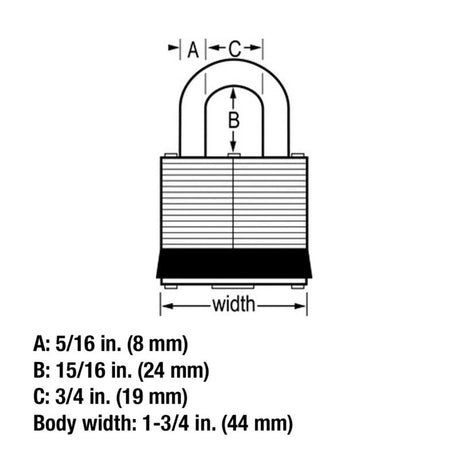 Master Lock 1-5/16 in. H X 1 in. W X 1-3/4 in. L Laminated Steel Ball Bearing Locking Exterior Padlo