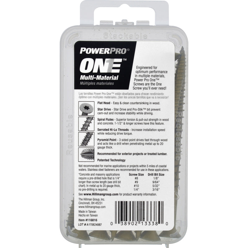 HILLMAN Power Pro 1/4 in. Ga. X 4 in. L Star Flat Head Coarse Multi-Material Screws, Pack of 5