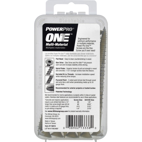 HILLMAN Power Pro 1/4 in. Ga. X 4 in. L Star Flat Head Coarse Multi-Material Screws, Pack of 5