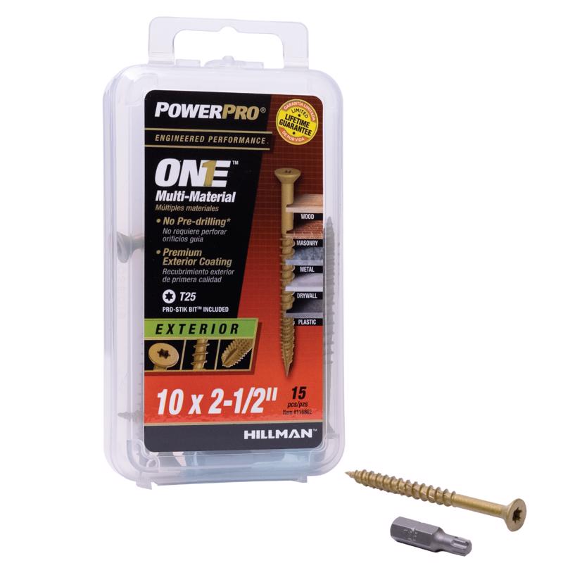 HILLMAN Power Pro No. 10 Ga. X 2-1/2 in. L Star Flat Head Coarse Multi-Material Screws, Pack of 5