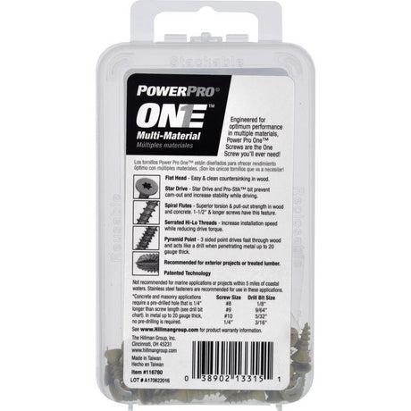 HILLMAN Power Pro No. 6 Ga. X 1/2 in. L Star Flat Head Coarse Multi-Material Screws, Pack of 5