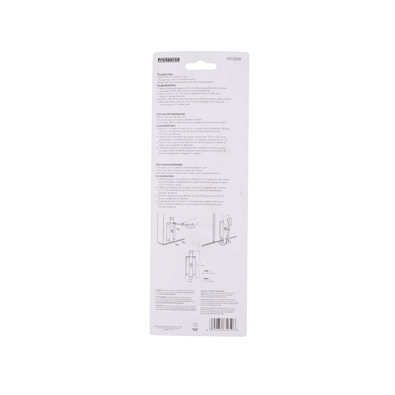 ProSource CL-193-PS Foot Bolt, 3/4 in Bolt Head, 7 in L Bolt, Steel, Zinc