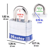 Master Lock 1 in. H X 11/16 in. W X 1-1/8 in. L Steel 4-Pin Cylinder Exterior Padlock, Pack of 6
