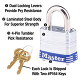 Master Lock 1 in. H X 11/16 in. W X 1-1/8 in. L Steel 4-Pin Cylinder Exterior Padlock, Pack of 6