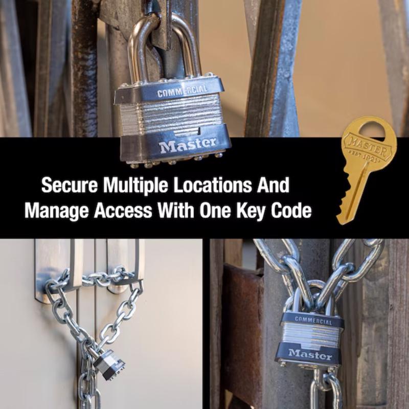 Master Lock 1-5/16 in. H X 1 in. W X 1-3/4 in. L Steel 4-Pin Cylinder Exterior Padlock, Pack of 6