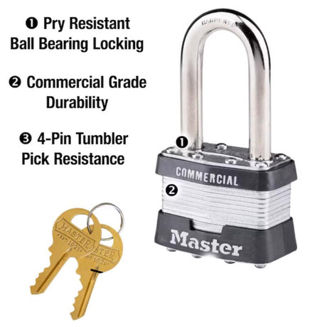 Master Lock 1-5/16 in. H X 1 in. W X 1-3/4 in. L Steel 4-Pin Cylinder Exterior Padlock, Pack of 6
