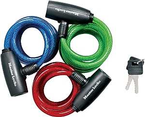 Master Lock 8127TRI Cable Lock, Keyed Alike Key, Steel Shackle, Steel Body, 5/16 in W Body