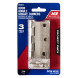 Ace 3 in. L Satin Nickel Residential Door Hinge 3 pk