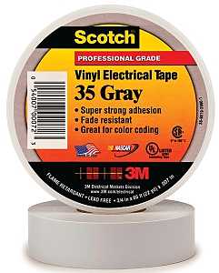 Scotch 35 Electrical Tape, 66 ft L, 3/4 in W, PVC Backing, Gray