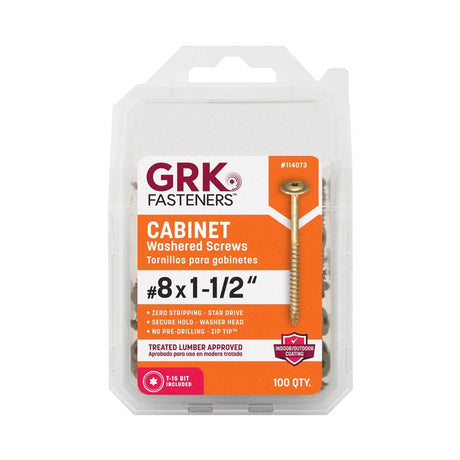 GRK Fasteners No. 8 X 1-1/2 in. L Star Climatek W-Cut Cabinet Screws 100 pk