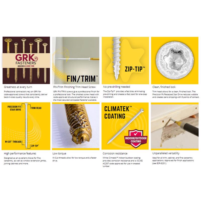 GRK Fasteners No. 8 in. X 2-1/2 in. L Star Trim Head W-Cut Trim Screws