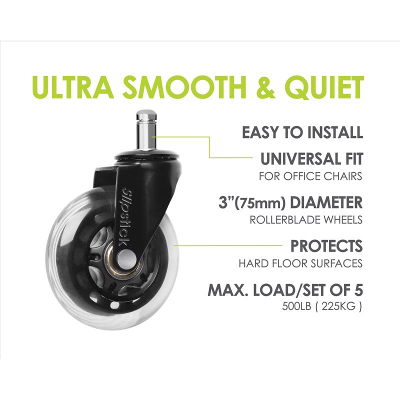 Slipstick 3 in. D Swivel Rubber Caster 500 lb 5 pk