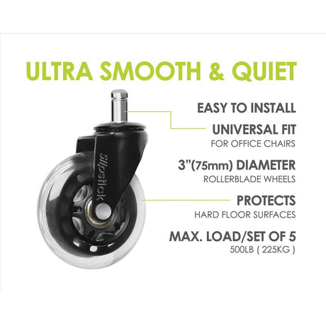 Slipstick 3 in. D Swivel Rubber Caster 500 lb 5 pk