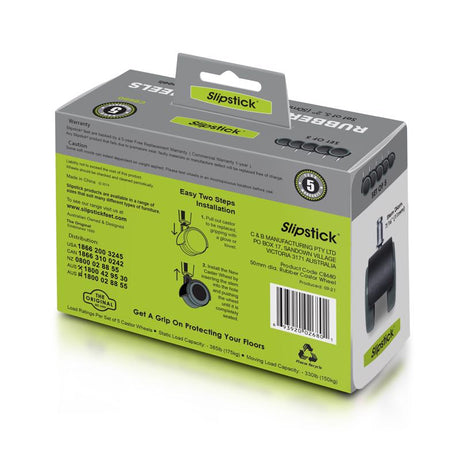 Slipstick 2 in. D Swivel Rubber Caster 330 lb 5 pk, Pack of 4