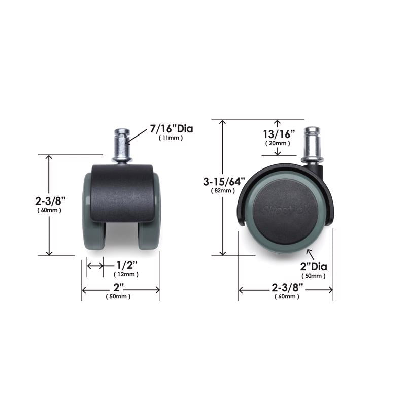 Slipstick 2 in. D Swivel Rubber Caster 330 lb 5 pk, Pack of 4