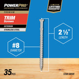 HILLMAN Power Pro No. 8 X 2-1/2 in. L Star Coarse Trim Screws 35 pk