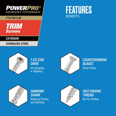 HILLMAN Power Pro No. 8 X 2-1/2 in. L Star Coarse Trim Screws 35 pk