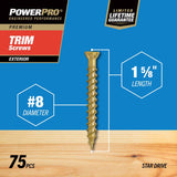 HILLMAN Power Pro No. 8 X 1-5/8 in. L Star Coarse Trim Screws 75 pk