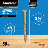 HILLMAN Power Pro No. 9 Ga. X 2-1/2 in. L Bronze Star Flat Head Exterior Deck Screws 50 pk