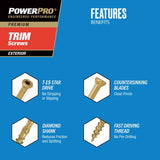 HILLMAN Power Pro No. 8 X 3 in. L Star Coarse Trim Screws 50 pk