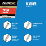 HILLMAN Power Pro No. 8 X 3 in. L Star Coarse Trim Screws 25 pk