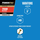 HILLMAN Power Pro No. 8 X 3 in. L Star Coarse Trim Screws 25 pk
