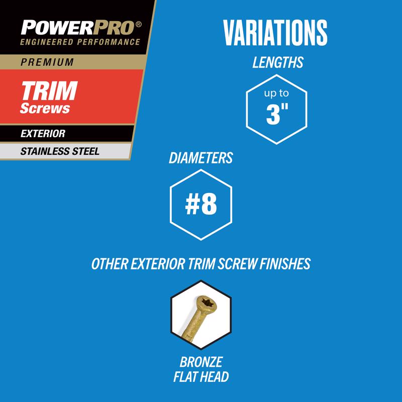 HILLMAN Power Pro No. 8 X 3 in. L Star Coarse Trim Screws 25 pk