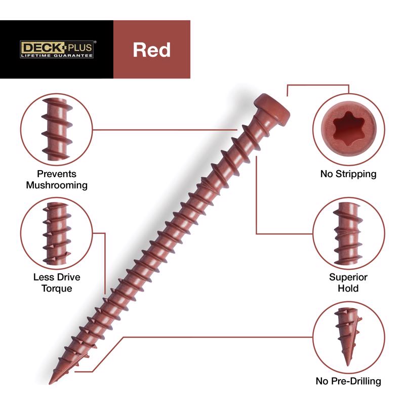 HILLMAN Deck Plus No. 10 Ga. X 2-1/2 in. L Red Star Flat Head Composite Deck Screws 1 lb 75 pk