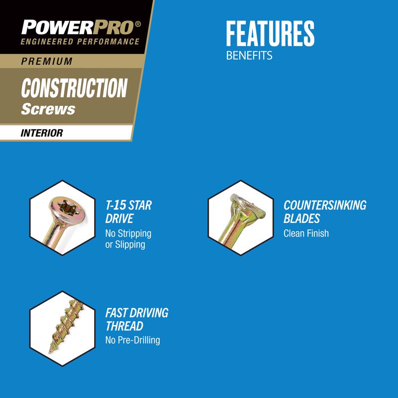 HILLMAN Power Pro No. 6 X 1 in. L Star Coarse Wood Screws 100 pk