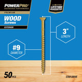 HILLMAN Power Pro No. 9 Ga. X 3 in. L Bronze Star Flat Head Exterior Deck Screws 50 pk