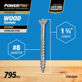 HILLMAN Power Pro No. 8 Ga. X 1-3/4 in. L Stainless Steel Star Flat Head Exterior Deck Screws 5 lb 7