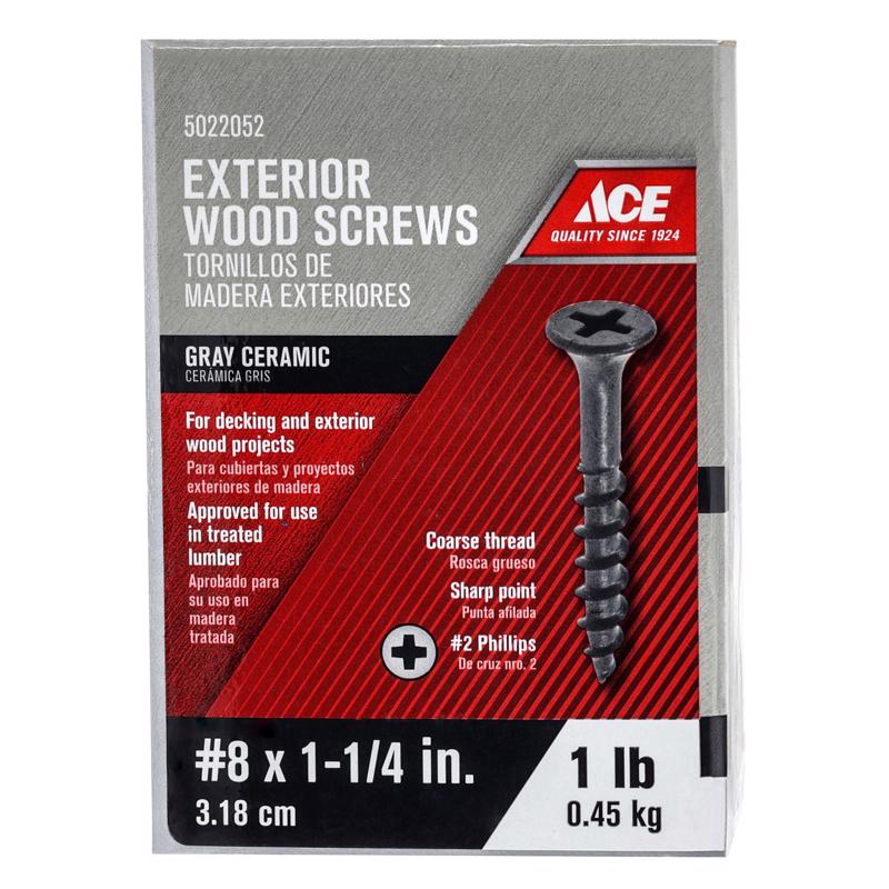 HILLMAN No. 8 Ga. X 1.25 in. L Phillips Coarse Wood Screws 190 pk