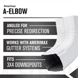 Amerimax 2.8 in. H X 4.18 in. W X 11.5 in. L White Aluminum A Gutter Elbow