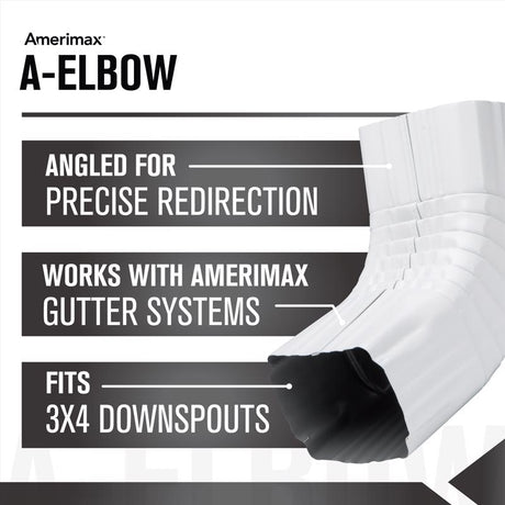 Amerimax 2.8 in. H X 4.18 in. W X 11.5 in. L White Aluminum A Gutter Elbow