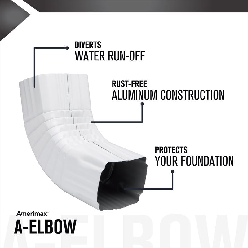 Amerimax 2.8 in. H X 4.18 in. W X 11.5 in. L White Aluminum A Gutter Elbow