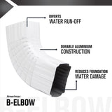 Amerimax 3 in. H X 4 in. W X 12 in. L White Aluminum B Gutter Elbow