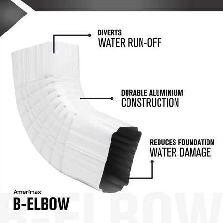 Amerimax 3 in. H X 4 in. W X 12 in. L White Aluminum B Gutter Elbow