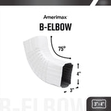Amerimax 3 in. H X 4 in. W X 12 in. L White Aluminum B Gutter Elbow