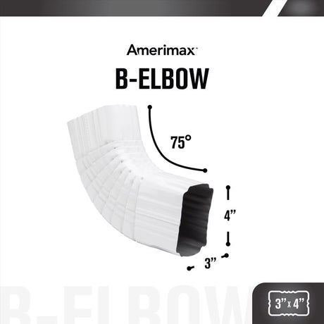 Amerimax 3 in. H X 4 in. W X 12 in. L White Aluminum B Gutter Elbow